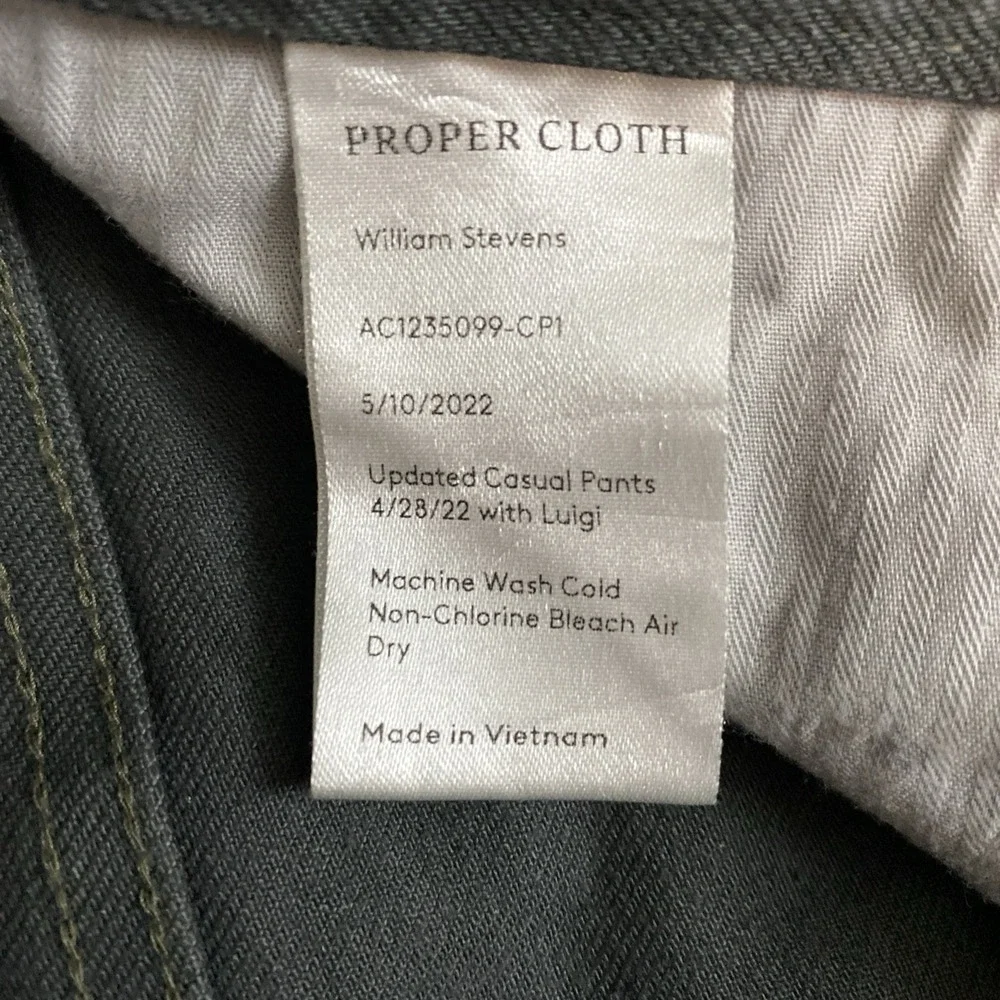 Proper Cloth Aino Charcoal Stretch Mens Custom 5 Pocket Gray Jeans 31x32 Slub